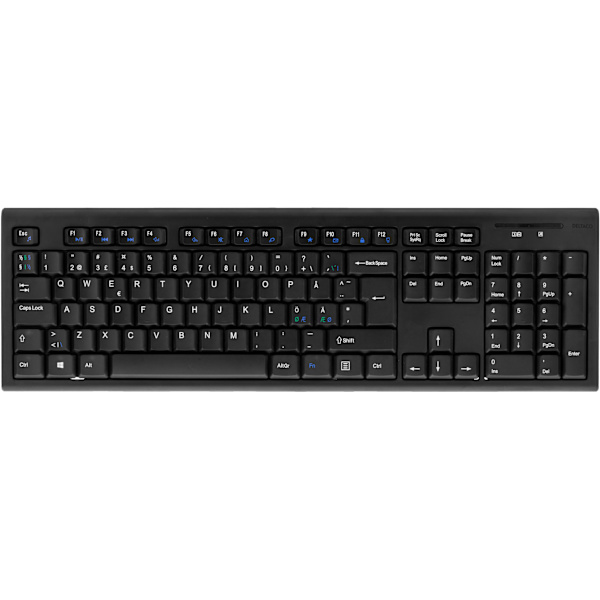 Wireless keyboard Nordic USB nanoreceiver 10m range black
