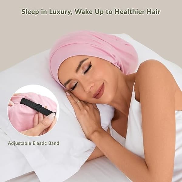 Modal Sleep Cap - Blød og behagelig hovedbeklædning til kvinder, ideel til hårbeskyttelse og kemoterapi Pink Pink