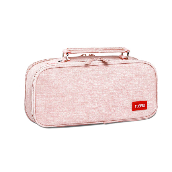 Bärbart pennfodral i canvas - stor kapacitet Rosa