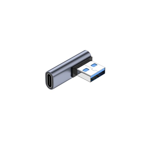 2 kpl Kulmallinen USB-C Naaras - USB-A Uros -sovitin: Virta- ja tiedonsiirto