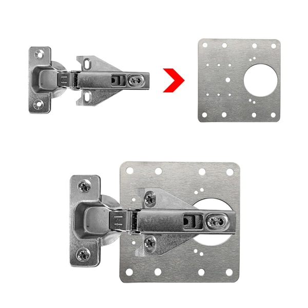 INF Reparationsplade til hængslede møbler 9x9 cm rustfrit stål 2-pak