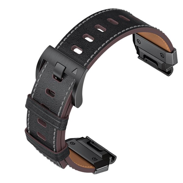 Ægte læderurrem til Garmin Fenix 8/7X/7/6/5/965 Sort 26 mm