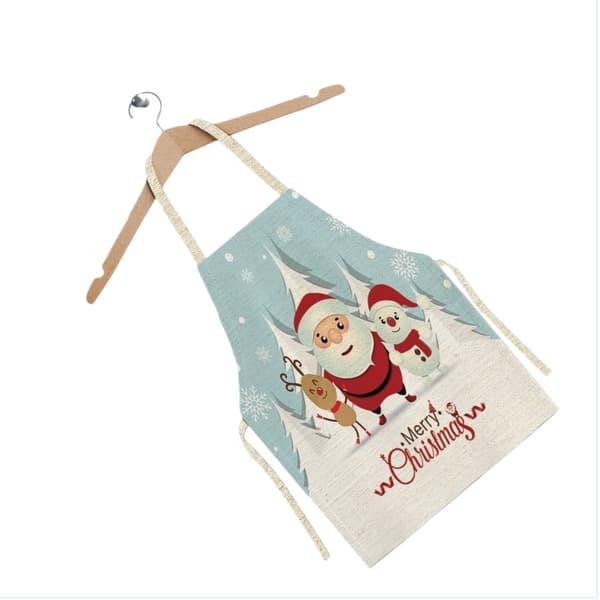 Festlig Juleforklæde med Print - Farverigt Polyester Køkkenforklæde til Julebagning og Madlavning