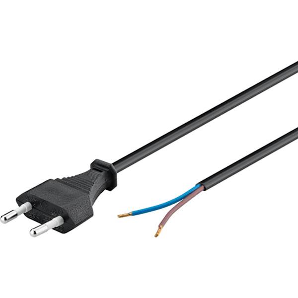 Kabel med euro-kontakt för montering, 1,5 m, svart