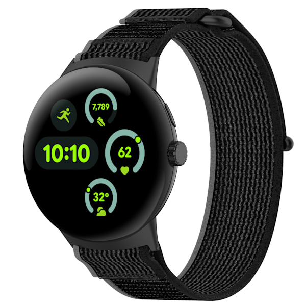 Google Pixel Watch 3 Trail Outdoor Nylon Strap Musta + harmaa 41 mm