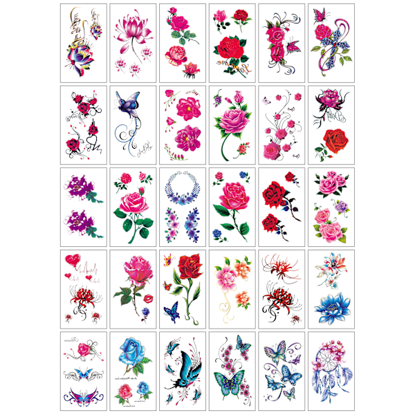Chica temporära tatueringsdekaler - 30 unika designer Modell 6