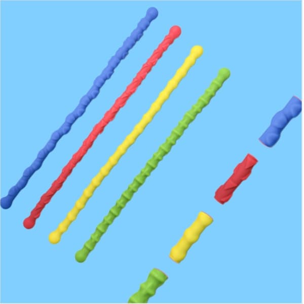 Sensorisk stresslindrande pinne 4-pack – mjuk silikon vridbar fidget för kontor, studier och resor, texturerad yta, bärbar 25cm längd 1.3cm bredd