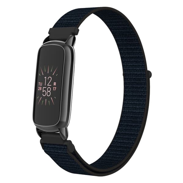 Nylon Loop Armband Kompatibelt med Fitbit Luxe - Justerbart Sportarmband Black Black