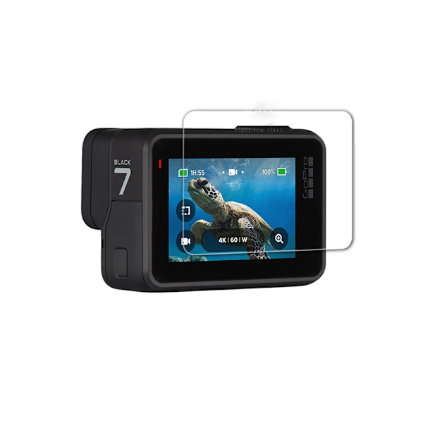 Gopro Hero 7 skærmbeskytter, 2-pak hærdet glas beskyttelsesfilm (stor)