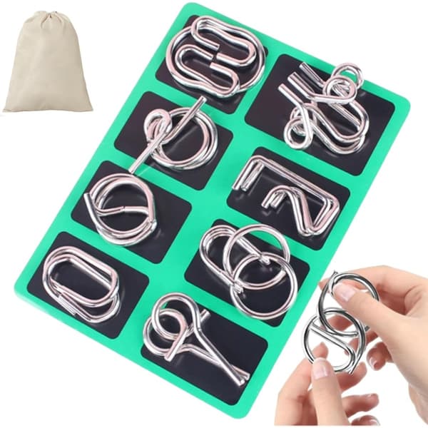 Minne Järn Ring Interlock Pussel Set - Hjärngympa Metall Tråd Spel