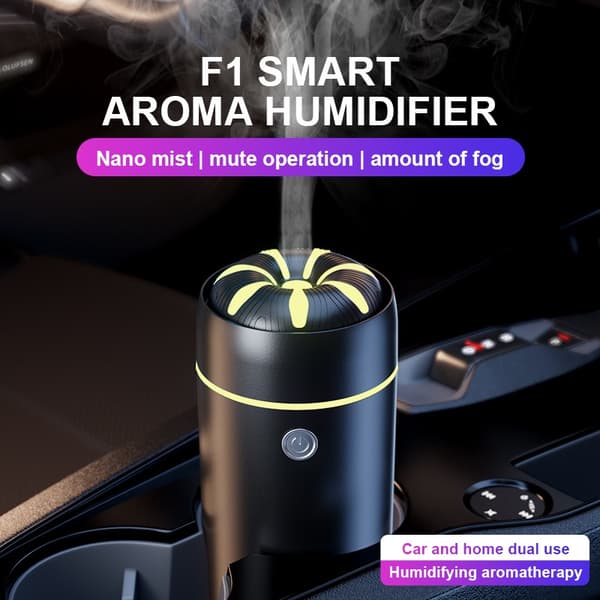 Bärbar Bil/Hemma Aromdiffuser Luftfuktare med 7-Färgs LED Black Black