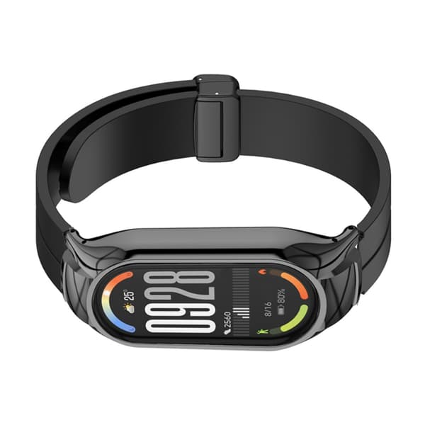 Rem til Xiaomi Band 10 Ceramic Edition, kompatibel silikonerem med magnetisk foldelås, sort erstatningsrem 22 cm