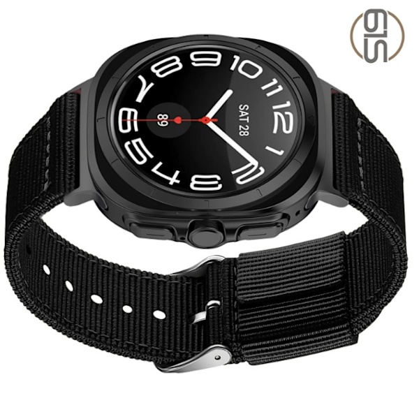 Klockarmband i Nylon för Samsung Watch 7 Ultra 22 mm Svart