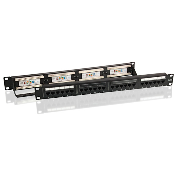 CAT 6 19-tums (48,3 cm) kopplingspanel, 24 portar