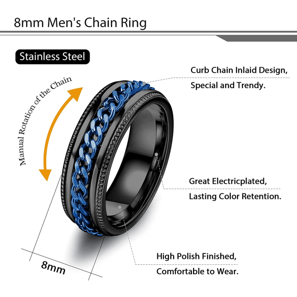 Anti-stressring med flasköppningsfunktion Svart/Blå 24 mm