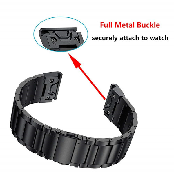Garmin Fenix 7x pikalukitteinen ranneke - musta - 26 mm