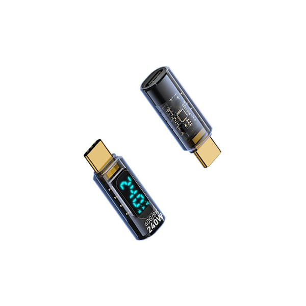 240W Type-C Hun til Type-C Han Digital Display Adapter - Gennemsigtig Blå (2 stk)