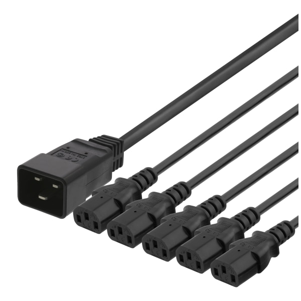 IEC C20 to 5x IEC C13 Power cable, 2m, 16A/250V, Y-Splitter