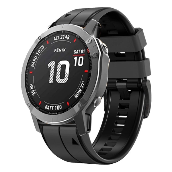 INF 26 mm bløde silikone urremme til Garmin Fenix 6X/Fenix7X/7X pro, COROS Sort