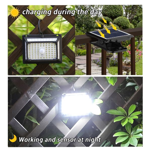 190 LED Solar Split Clip Lampe - Varmt Lys, Bevægelsessensor, Vandtæt Udendørsbelysning