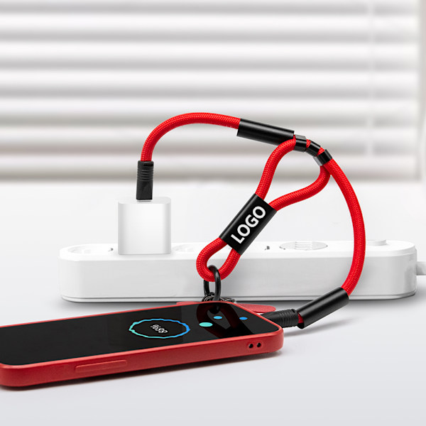 Justerbart Lanyard Opladerkabel - Bærbar Data Synkronisering Red Red