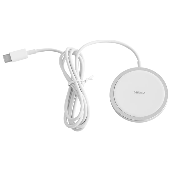 deltaco Magnetic wireless charger, iPhone 12/13/14/15, USB-C, wh