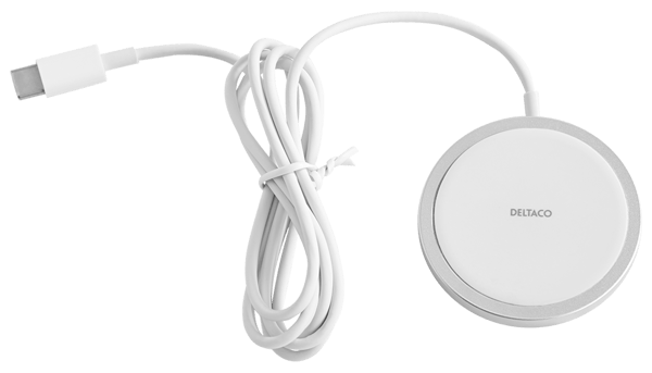 Magnetisk trådløs oplader, 15 W, USB-C, hvid/sølv