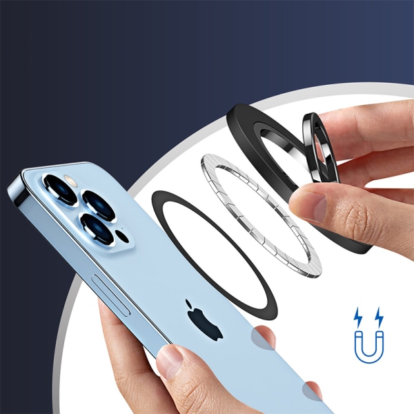 Magneettinen puhelinsormusteline iPhonelle 13.12.14.15 Hopea + valkoinen