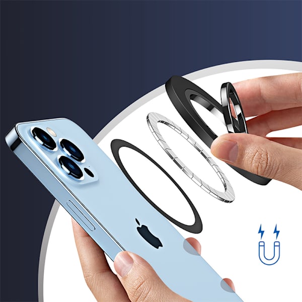 Magnetisk telefonringhållare för iPhone 12/13/14/15 Silver+Vit