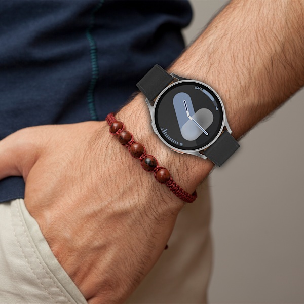 Armband i äkta Läder för Samsung Watch 4 5 6 7 Svart