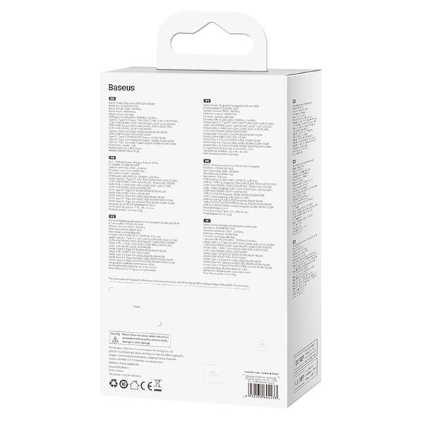 Baseus GaN3 Pro vægoplader / powerstrip 2xUSB + 2xUSB-C + AC, 100W (sort)