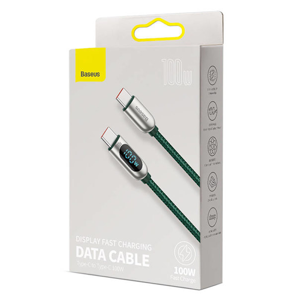 Kabel USB-C till USB-C Baseus Display, 100W, 2m (grön)