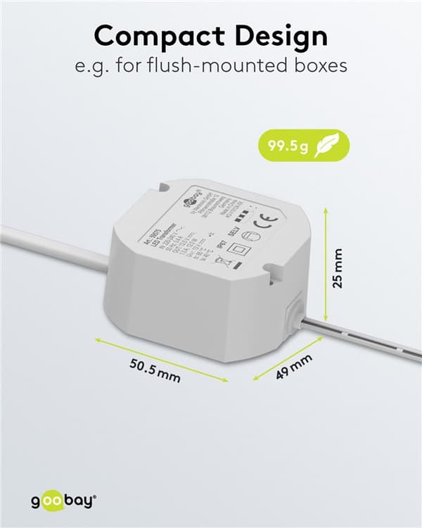 LED-transformator 12 V (DC) (DC), 12 W, IP67