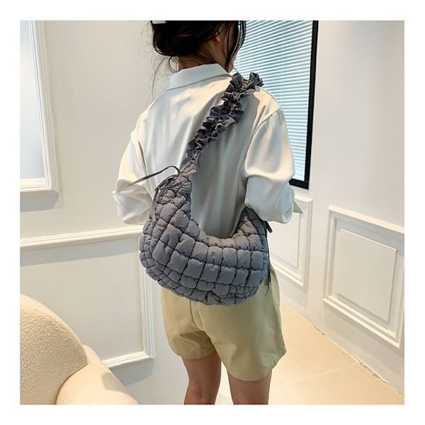 Naisten Puffer Bubble Bag Olkalaukku Clutch Bag Tyylikäs käsilaukku Harmaa