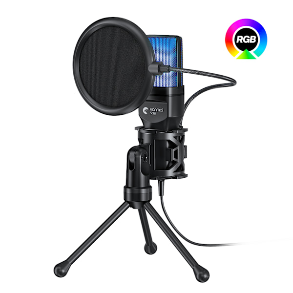 RGB Gaming Mikrofon - Hög Känslighet & Flexibel