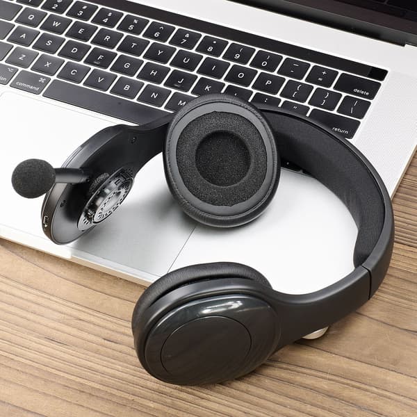2 stk. sorte perforerede proteinlæder udskiftnings ørepuder kompatible med Logitech H800 trådløse headset