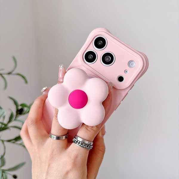 Foldbart telefonstativ med blomst, kompatibelt med MagSafe, justerbart greb og magnetisk ring