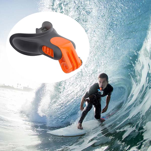 Surf Mouth Mount til GoPro med flydende blok og snor - Sort/Orange