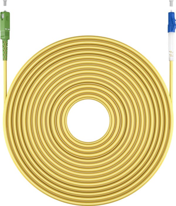 Lyslederkabel (FTTH), Singlemode (OS2) Yellow, gul (Simplex), 25 m
