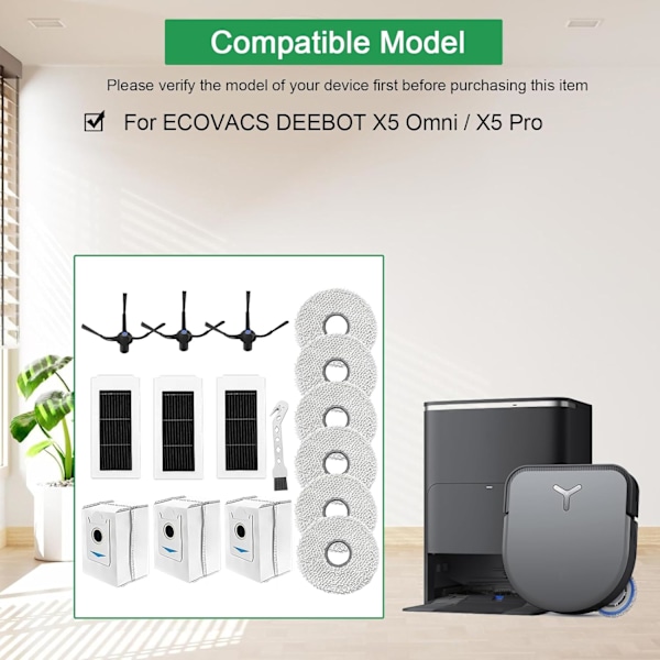 Tarvikesarja Ecovacs Deebot X5 Omnille, X5 Prolle