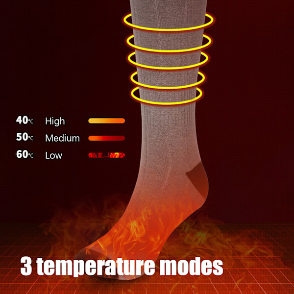 Batteriuppvärmda strumpor 2200 mAh Grå
