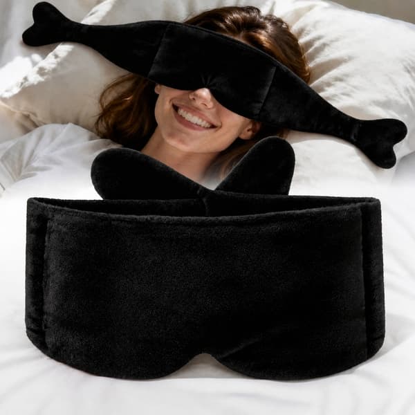 Viktad sovmask i mjuk polyester med glaspärlefyllning Black Black
