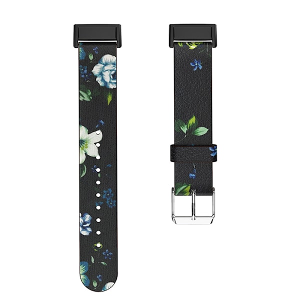 Sort & Blå Peony Læder Urrem til Fitbit Charge 4/3