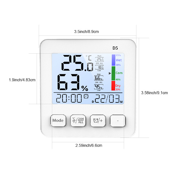 Digital termometer hygrometer med stor skärm