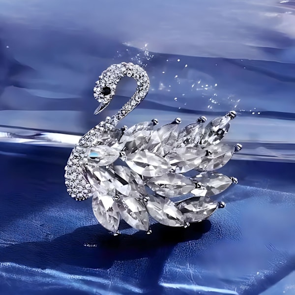 Crystal Swan Brosch Silver