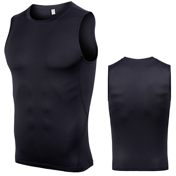Herre Sommer Løb Træning Fitness Vest Sort L