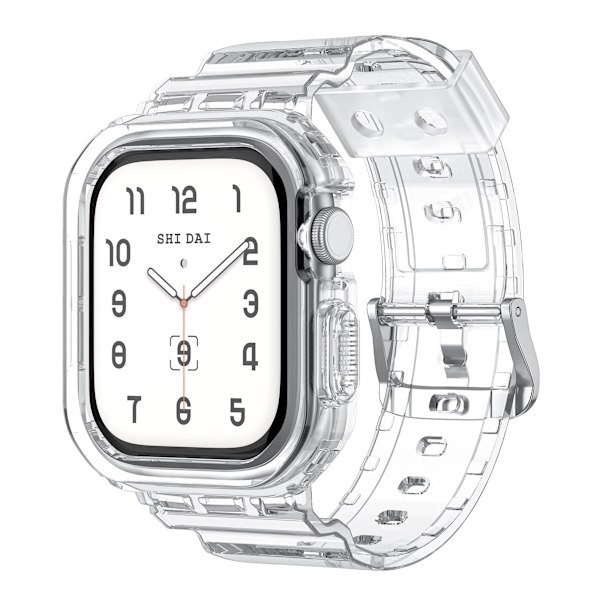 10:e generationens Ice Tough TPU integrerad rem för Apple Watch - Transparent med vit ram, 42MM Transparent