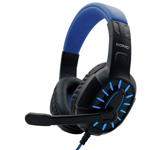 Langallinen peliheadset mikrofonilla - musta ja sininen