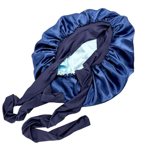 Sovehætte med dobbeltlags satinbånd NavyBlue NavyBlue
