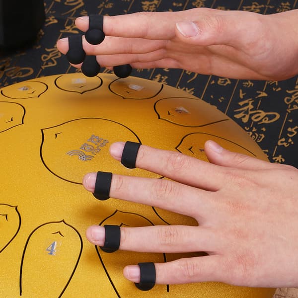 Silikone fingerærmer til Handpan, Tongue Drum - Sort